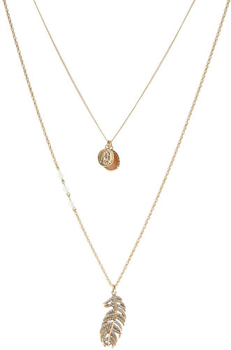 River Island Delicate Multi Row Feather Necklace