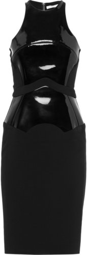 Antonio Berardi Patent-paneled stretch-crepe dress
