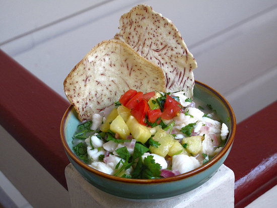 A fresh salsa made with pineapple, tomato, and cilantro gives this Hawaiian ceviche recipe a sweet flavor.
A fresh salsa made with pineapple, tomato, and cilantro gives this Hawaiian ceviche recipe a sweet flavor.