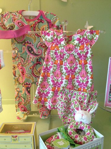 Three-piece Layette Set, including footie, hat, and rattle ($60)
Dress and Bloomers Set in Lily Bell ($49)
Three-piece Layette Set, including footie, hat, and rattle ($60)
Dress and Bloomers Set in Lily Bell ($49)