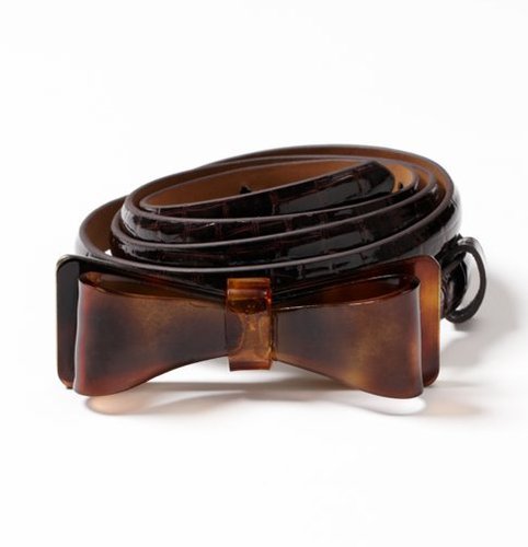 Tortoiseshell Bow Skinny Belt
