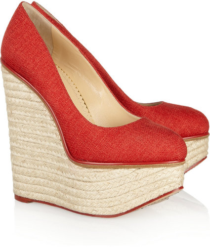 Charlotte Olympia Carmen canvas wedge espadrilles