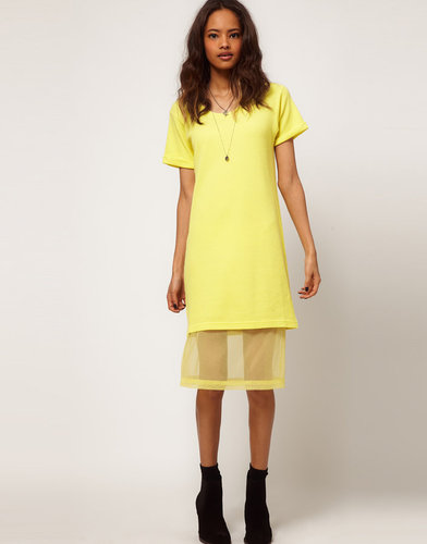 ASOS Midi T-shirt Dress With Chiffon Underskirt