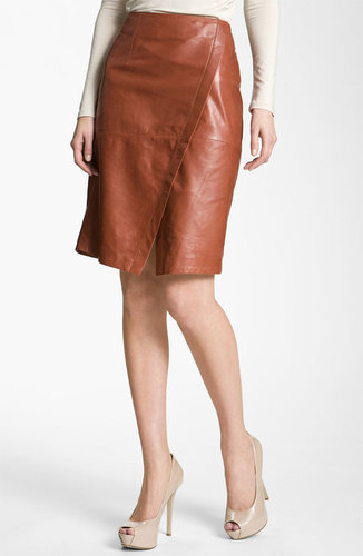 Nordstrom Collection Faux Wrap Leather Skirt