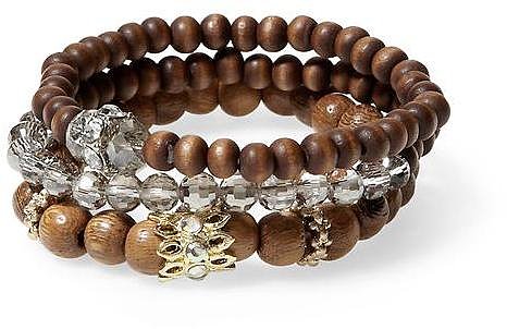 Sabine Three Wood and Bead Stretch Bracelets