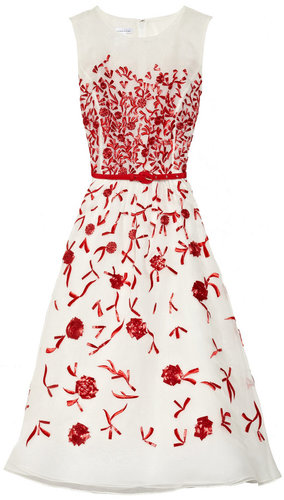 Oscar de la Renta Embroidered silk-organza dress