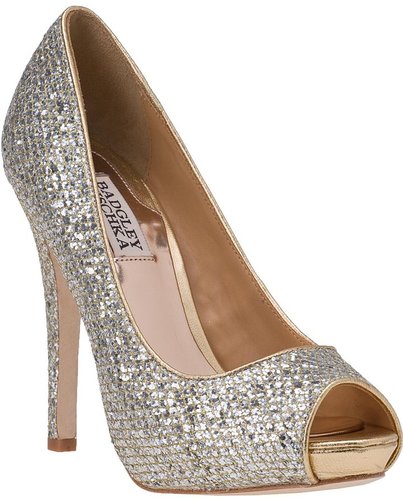 BADGLEY MISCHKA Humbie II Evening Pump Gold Silver Glitter