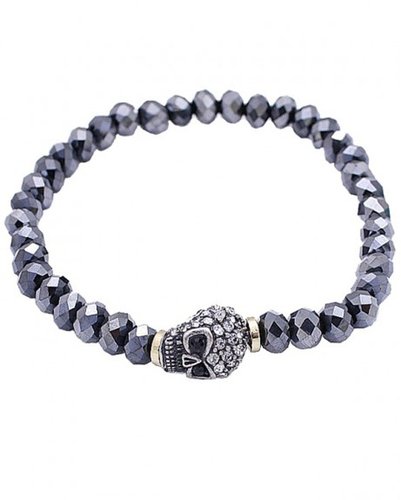 Style Tryst Bead Bracelet with Rhinestone Skull