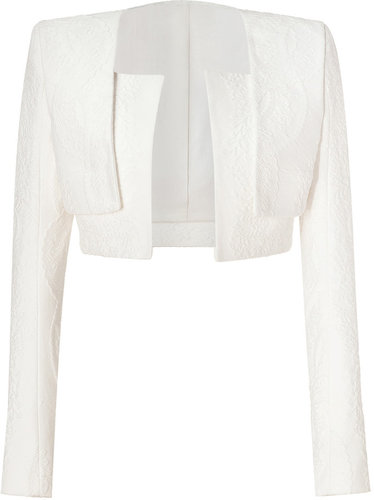 Balmain Off White Cropped Cotton Blend Jacket