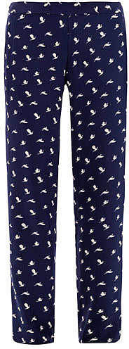 Theory Bird-print silk trousers