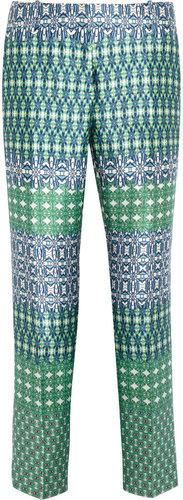 J.Crew Café printed wool and silk-blend Capri pants