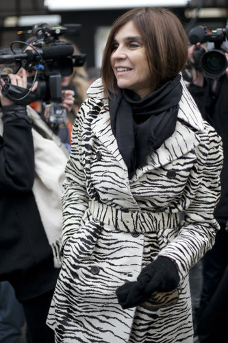 Carine Roitfeld tempered her animal-print coat with black Winter add-ons.
Carine Roitfeld tempered her animal-print coat with black Winter add-ons.