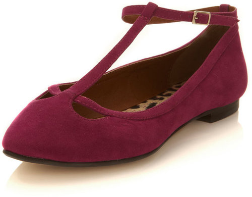 Elsie pink pointed t-bar flat