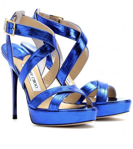 Jimmy Choo VAMP METALLIC LEATHER SANDALS