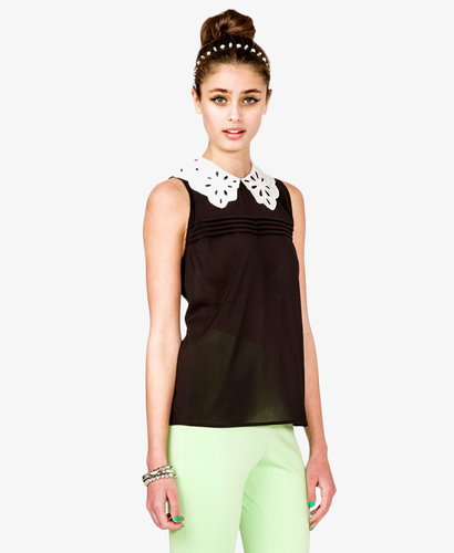 FOREVER 21 Laser Cut Collar Top
