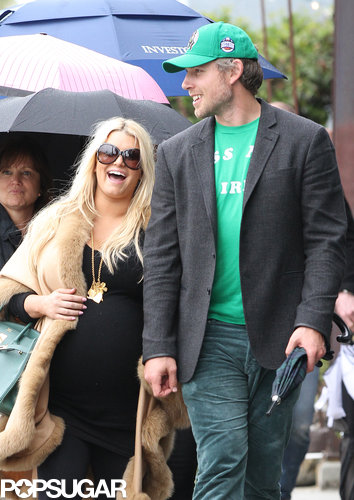 Jessica Simpson laughed as she walked arm in arm with fiancé (and the festively dressed) Eric Johnson in LA in March 2012.
Jessica Simpson laughed as she walked arm in arm with fiancé (and the festively dressed) Eric Johnson in LA in March 2012.