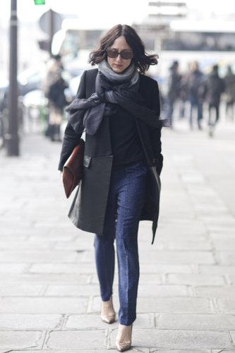An understated mix got a boost with printed trousers.
An understated mix got a boost with printed trousers.