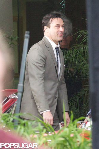 Jon Hamm Hitches a Ride With John Slattery on the Mad Men Set Jon Hamm Hitches a Ride With John Slattery on the Mad Men Set