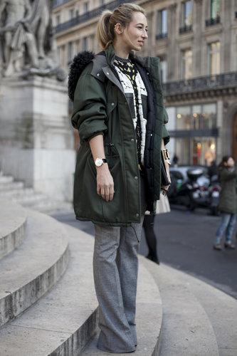 A staple anorak was the sporty counter to polished flares and textured knit.
A staple anorak was the sporty counter to polished flares and textured knit.