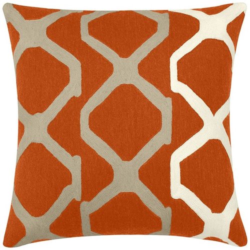 Judy Ross Textiles - Arbor 18x18 Chain Stitch Pillow Coral