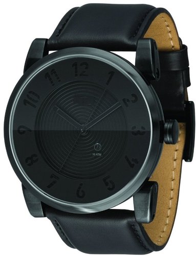 Vestal Men's DOP003 Doppler Oversized Matte Black Ion-Plated Case Black Leather Watch