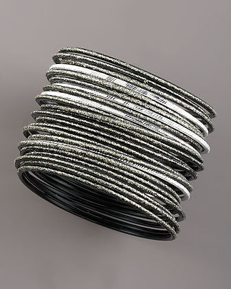 Mia & Me Hand-Glittered Bangles, Set of 24