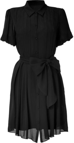 LAgence Black Front Pleated Shirt Dress