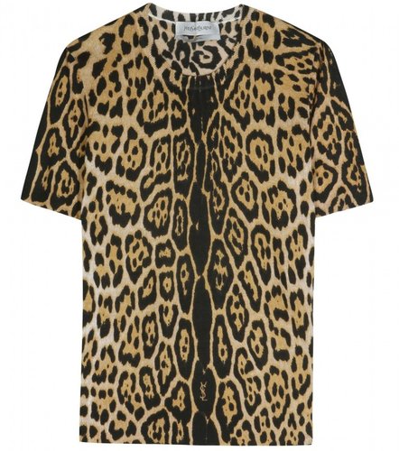 Saint Laurent ANIMAL PRINT CASHMERE SILK KNIT TOP