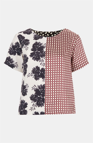 Topshop 'Half & Half' Mix Print Tee