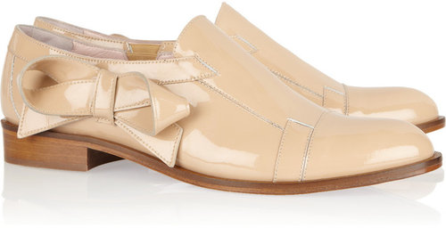 Red Valentino Bow-embellished patent-leather loafers