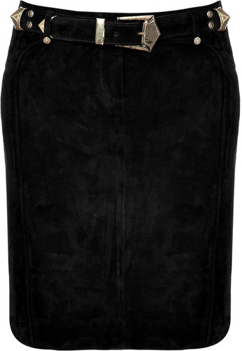 Balmain Black Suede Skirt