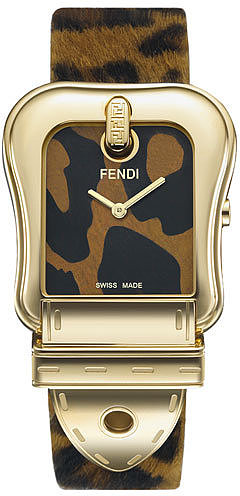 Fendi 'B. Fendi' Large Animal Print Watch
