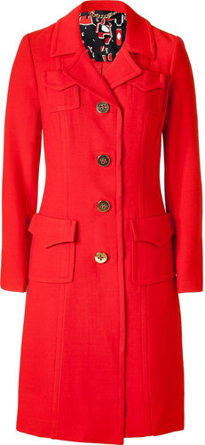 Milly Lipstick Red Coat with Gold Buttons
