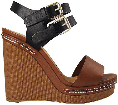 Chloé Canvas Wedge Leather Sandal