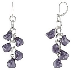 Purple Shell Pearl Silver Plated Short Earrings By SNO