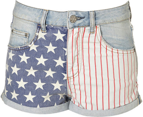 MOTO Bleach Flag Print Hotpants