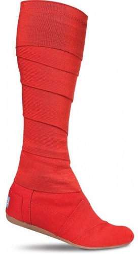 Red vegan women's wrap boots