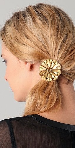 Deepa gurnani Antique Gold Flower Hair Tie