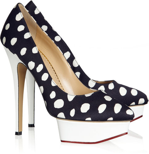 Charlotte Olympia Kabuki polka-dot crepe de chine pumps