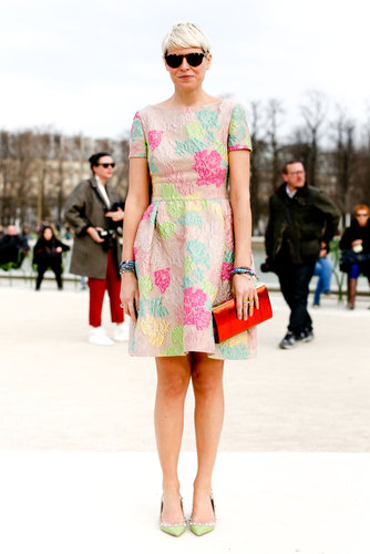 Elisa Nalin showed off a pretty, multicolored day dress and coordinating heels.
Elisa Nalin showed off a pretty, multicolored day dress and coordinating heels.
