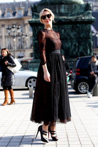 Ulyana Sergeenko made her entrance in frilly, sheer black.
Ulyana Sergeenko made her entrance in frilly, sheer black.