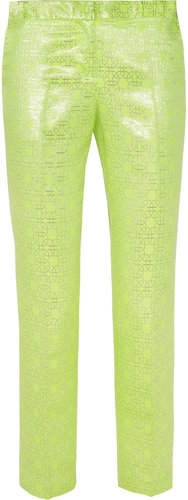 Tibi Neon and metallic jacquard straight-leg pants