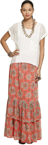 Bar III Skirt, Exotic-Print Ruffle Maxi