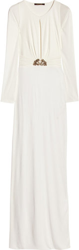 Roberto Cavalli Cutout embellished jersey gown