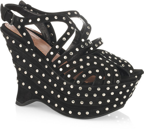 Alaïa Studded suede wedge sandals