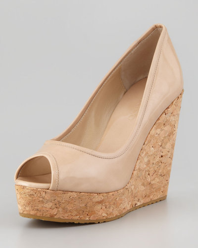 Jimmy Choo Papina Patent Cork Wedge, Natural
