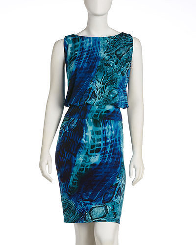 Chetta B Blouson Python-print Dress