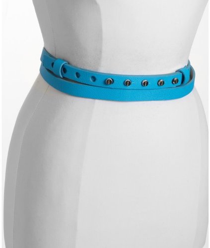 Calvin Klein bright blue leather wrap skinny belt