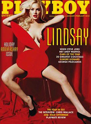 Lindsay Lohan sat on a strategically shaped bunny chair for her December 2011 cover.
Lindsay Lohan sat on a strategically shaped bunny chair for her December 2011 cover.