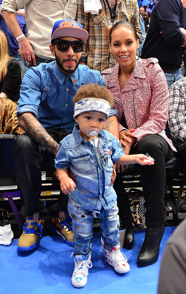 Alicia Keys and Swizz Beatz posed for a sweet family photo with their son, Egypt, at the NY Knicks playoff game in May 2012.
Alicia Keys and Swizz Beatz posed for a sweet family photo with their son, Egypt, at the NY Knicks playoff game in May 2012.